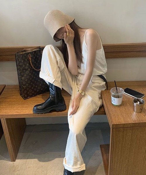 me+em select（ミームセレクト）の「【 5色展開 】ストロー編みバケットハット（ハット・レディース・ブラック/パープル/イエロー/アイボリー/モカ・FREE）」の8枚目の写真