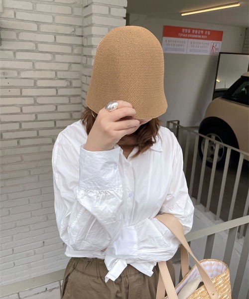 me+em select（ミームセレクト）の「【 5色展開 】ストロー編みバケットハット（ハット・レディース・ブラック/パープル/イエロー/アイボリー/モカ・FREE）」の13枚目の写真