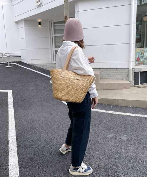 me+em select（ミームセレクト）の「【 5色展開 】ストロー編みバケットハット（ハット・レディース・ブラック/パープル/イエロー/アイボリー/モカ・FREE）」の15枚目の写真