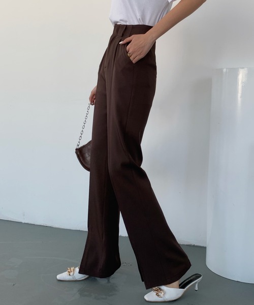 ABITOKYO(アビトーキョー)の「スリットセンタープレスセミワイドパンツ(スラックス・レディース・ホワイト/グリーン/ベージュ/ブラック/アイボリー/ブラウン・M/S/L)」の5枚目の写真