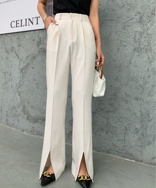 ABITOKYO(アビトーキョー)の「スリットセンタープレスセミワイドパンツ(スラックス・レディース・ホワイト/グリーン/ベージュ/ブラック/アイボリー/ブラウン・M/S/L)」の9枚目の写真