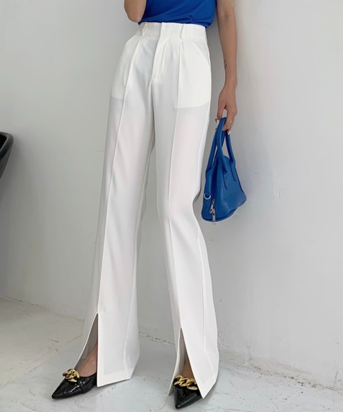 ABITOKYO(アビトーキョー)の「スリットセンタープレスセミワイドパンツ(スラックス・レディース・ホワイト/グリーン/ベージュ/ブラック/アイボリー/ブラウン・M/S/L)」の16枚目の写真