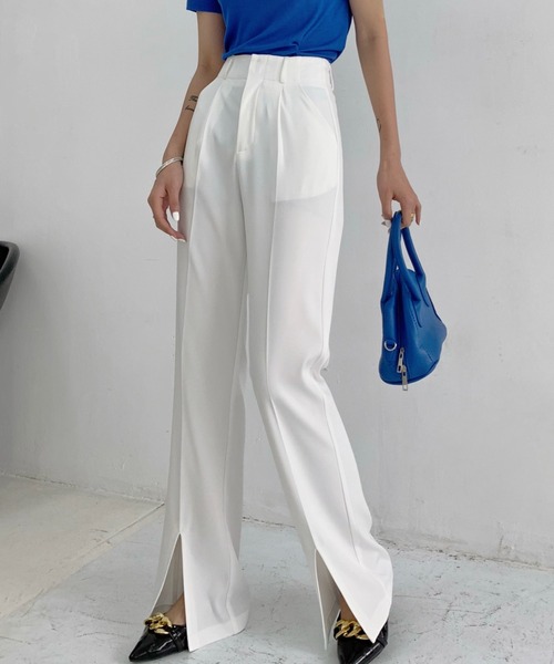 ABITOKYO(アビトーキョー)の「スリットセンタープレスセミワイドパンツ(スラックス・レディース・ホワイト/グリーン/ベージュ/ブラック/アイボリー/ブラウン・M/S/L)」の17枚目の写真