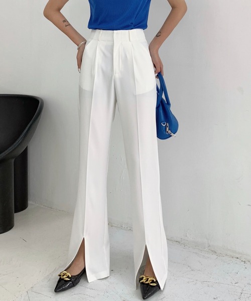 ABITOKYO(アビトーキョー)の「スリットセンタープレスセミワイドパンツ(スラックス・レディース・ホワイト/グリーン/ベージュ/ブラック/アイボリー/ブラウン・M/S/L)」の21枚目の写真