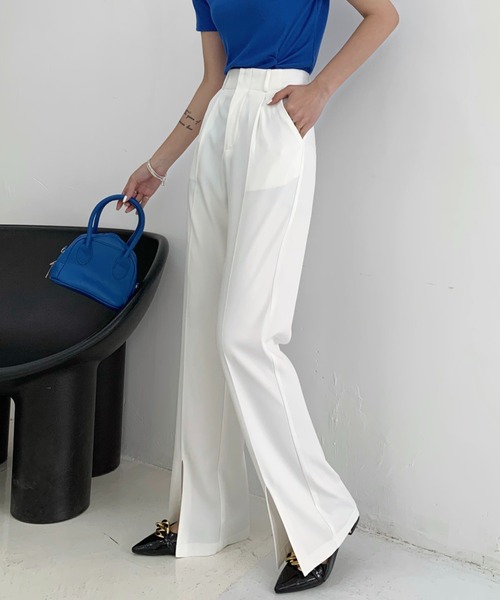 ABITOKYO(アビトーキョー)の「スリットセンタープレスセミワイドパンツ(スラックス・レディース・ホワイト/グリーン/ベージュ/ブラック/アイボリー/ブラウン・M/S/L)」の22枚目の写真