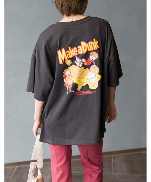 SpRay(スプレイ)の「クリーミーディップ BIG Tシャツ(Tシャツ/カットソー・レディース・オフホワイト/ピンク/グリーン/ブルー系その他/スミクロ・FREE)」の2枚目の写真