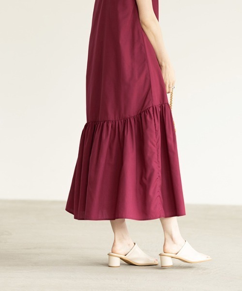GeeRA(ジーラ)の「裾切替バンドカラーワンピース(ワンピース・レディース・ネイビー/ワインレッド・MEDIUM/LARGE)」の3枚目の写真