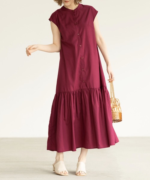 GeeRA(ジーラ)の「裾切替バンドカラーワンピース(ワンピース・レディース・ネイビー/ワインレッド・MEDIUM/LARGE)」の10枚目の写真