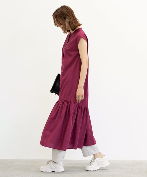 GeeRA(ジーラ)の「裾切替バンドカラーワンピース(ワンピース・レディース・ネイビー/ワインレッド・MEDIUM/LARGE)」の15枚目の写真