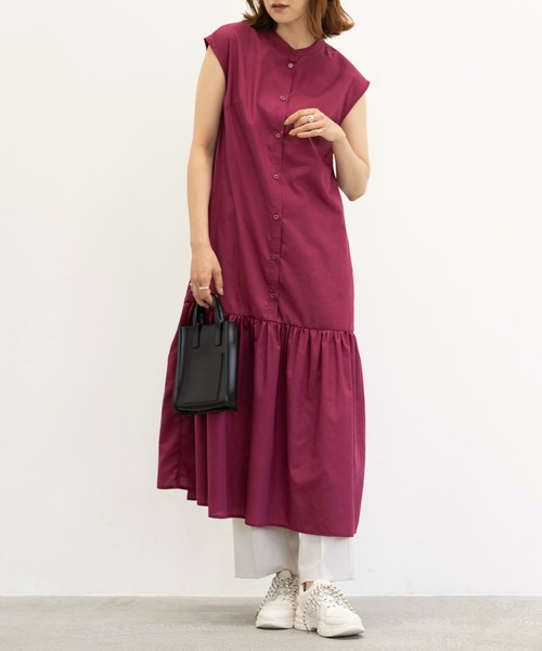 GeeRA(ジーラ)の「裾切替バンドカラーワンピース(ワンピース・レディース・ネイビー/ワインレッド・MEDIUM/LARGE)」の12枚目の写真