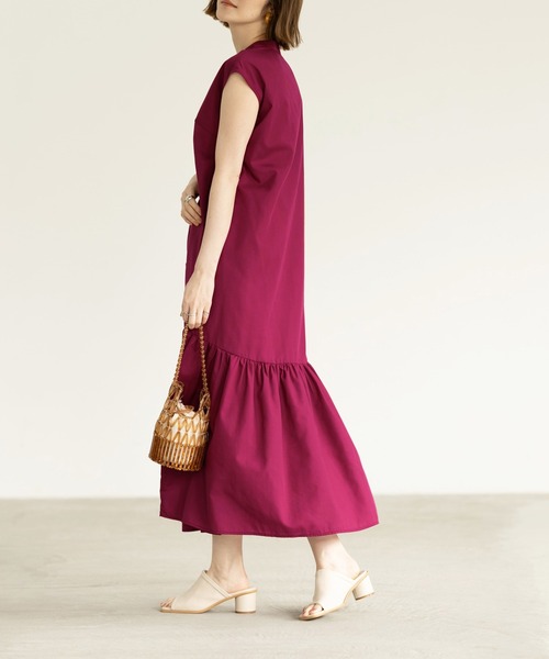 GeeRA(ジーラ)の「裾切替バンドカラーワンピース(ワンピース・レディース・ネイビー/ワインレッド・MEDIUM/LARGE)」の13枚目の写真