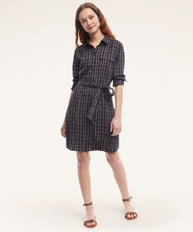 BROOKS BROTHERS（ブルックスブラザーズ）の「レーヨンブレンド オーバーチェック ロングスリーブ シャツワンピース（シャツワンピース）」