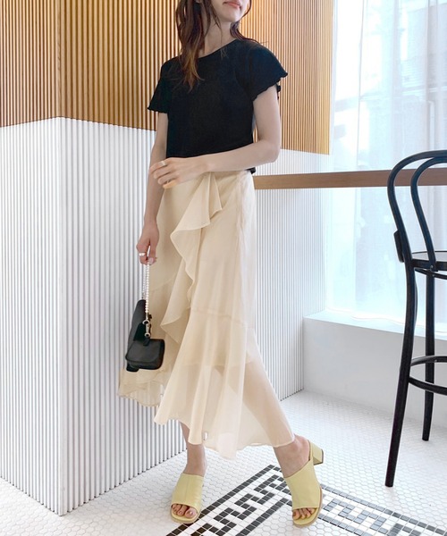 OLIVE des OLIVE（オリーブデオリーブ）の「ラッフルアシメマーメイドスカート（スカート・レディース・アイボリー/ラベンダー/ベージュ・FREE）」の4枚目の写真