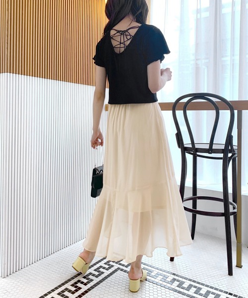 OLIVE des OLIVE（オリーブデオリーブ）の「ラッフルアシメマーメイドスカート（スカート・レディース・アイボリー/ラベンダー/ベージュ・FREE）」の6枚目の写真