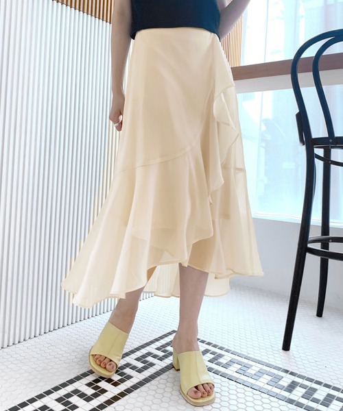 OLIVE des OLIVE（オリーブデオリーブ）の「ラッフルアシメマーメイドスカート（スカート・レディース・アイボリー/ラベンダー/ベージュ・FREE）」の7枚目の写真