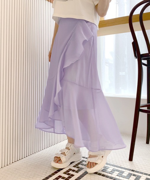 OLIVE des OLIVE（オリーブデオリーブ）の「ラッフルアシメマーメイドスカート（スカート・レディース・アイボリー/ラベンダー/ベージュ・FREE）」の13枚目の写真