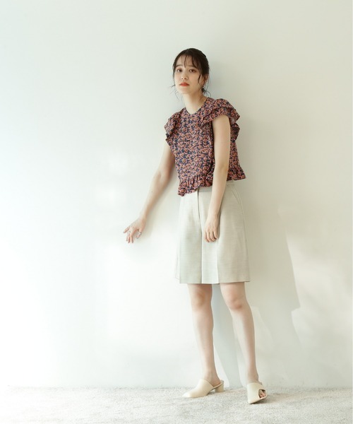 N.（N. Natural Beauty Basic）（エヌエヌナチュラルビューティーベーシック）の「フリルプリントブラウス（シャツ/ブラウス・レディース・ホワイト系その他/ブルー系その他・MEDIUM）」の8枚目の写真