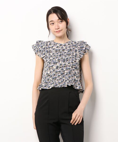 N.（N. Natural Beauty Basic）（エヌエヌナチュラルビューティーベーシック）の「フリルプリントブラウス（シャツ/ブラウス・レディース・ホワイト系その他/ブルー系その他・MEDIUM）」の14枚目の写真