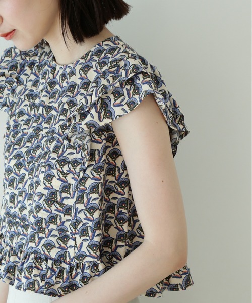 N.（N. Natural Beauty Basic）（エヌエヌナチュラルビューティーベーシック）の「フリルプリントブラウス（シャツ/ブラウス・レディース・ホワイト系その他/ブルー系その他・MEDIUM）」の16枚目の写真