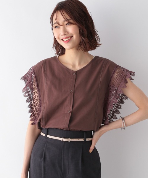 グローバルワーク　ブラウス GLOBAL WORK ブラウス シャツ キレイつづくパイピングブラウス