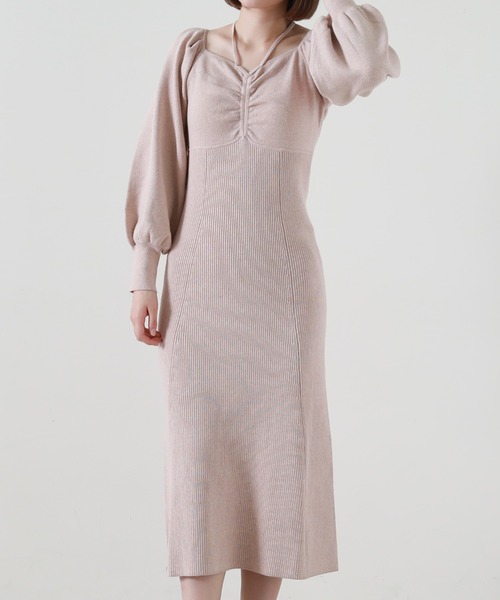 Cheek（チーク）の「ホルターネックニットワンピース（ワンピース・レディース・アイボリー/オレンジ/グリーン・MEDIUM）」の2枚目の写真