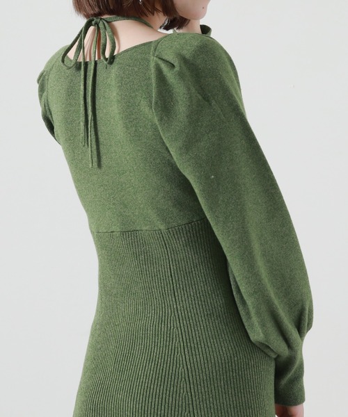 Cheek（チーク）の「ホルターネックニットワンピース（ワンピース・レディース・アイボリー/オレンジ/グリーン・MEDIUM）」の16枚目の写真