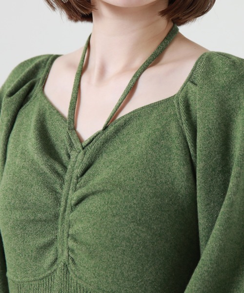 Cheek（チーク）の「ホルターネックニットワンピース（ワンピース・レディース・アイボリー/オレンジ/グリーン・MEDIUM）」の18枚目の写真