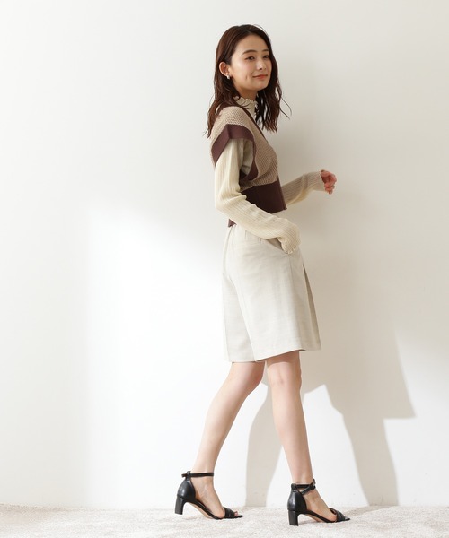 N.（N. Natural Beauty Basic）（エヌエヌナチュラルビューティーベーシック）の「◆Ｖアキメッシュニットベスト（ベスト・レディース・ブラック/ブルー/ブラウン系その他・MEDIUM）」の4枚目の写真