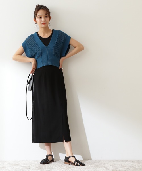 N.（N. Natural Beauty Basic）（エヌエヌナチュラルビューティーベーシック）の「◆Ｖアキメッシュニットベスト（ベスト・レディース・ブラック/ブルー/ブラウン系その他・MEDIUM）」の10枚目の写真