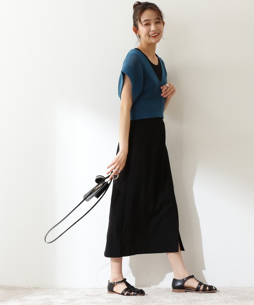 N.（N. Natural Beauty Basic）（エヌエヌナチュラルビューティーベーシック）の「◆Ｖアキメッシュニットベスト（ベスト・レディース・ブラック/ブルー/ブラウン系その他・MEDIUM）」の8枚目の写真