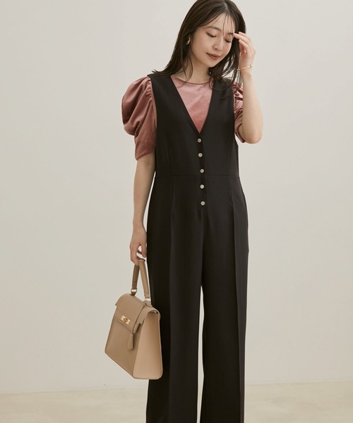 VIS（ビス）の「【EASY CARE・洗える】レイヤードサロペット（サロペット/オーバーオール・レディース・ブラック/グレー・S/M）」の3枚目の写真