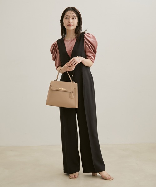 VIS（ビス）の「【EASY CARE・洗える】レイヤードサロペット（サロペット/オーバーオール・レディース・ブラック/グレー・S/M）」の8枚目の写真