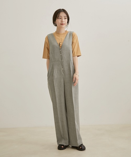 VIS（ビス）の「【EASY CARE・洗える】レイヤードサロペット（サロペット/オーバーオール・レディース・ブラック/グレー・S/M）」の13枚目の写真