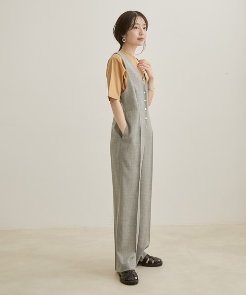 VIS（ビス）の「【EASY CARE・洗える】レイヤードサロペット（サロペット/オーバーオール・レディース・ブラック/グレー・S/M）」の14枚目の写真