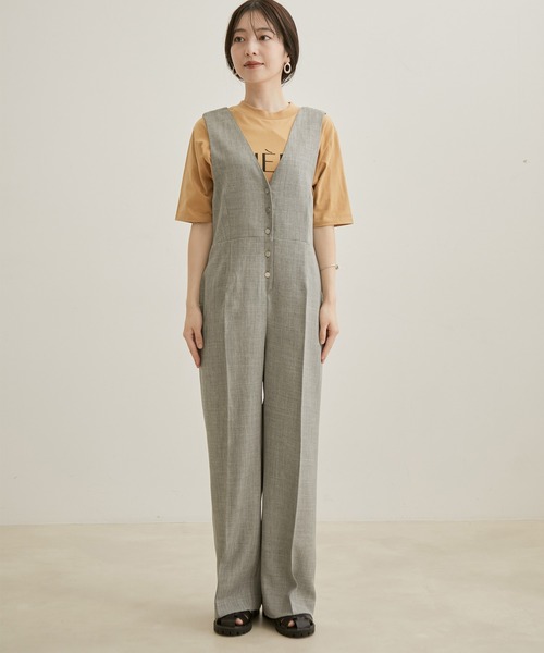 VIS（ビス）の「【EASY CARE・洗える】レイヤードサロペット（サロペット/オーバーオール・レディース・ブラック/グレー・S/M）」の15枚目の写真