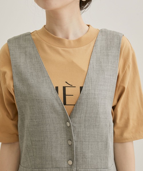 VIS（ビス）の「【EASY CARE・洗える】レイヤードサロペット（サロペット/オーバーオール・レディース・ブラック/グレー・S/M）」の18枚目の写真