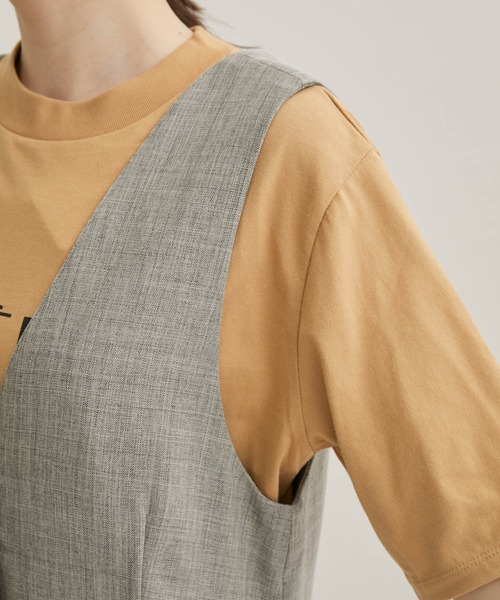 VIS（ビス）の「【EASY CARE・洗える】レイヤードサロペット（サロペット/オーバーオール・レディース・ブラック/グレー・S/M）」の19枚目の写真