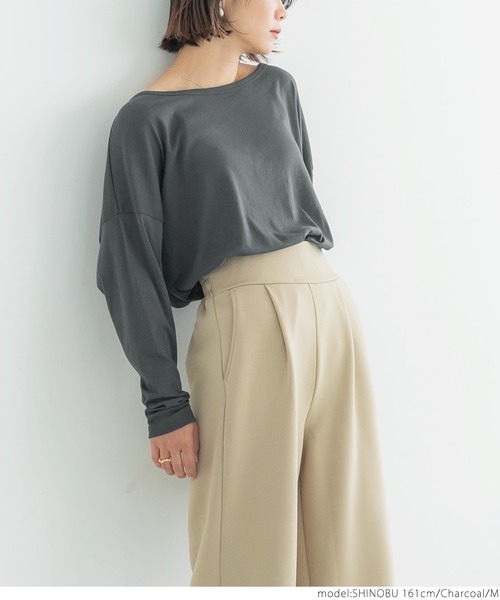 coca(coca)(コカ)の「ガーゼ天竺ドルマントップス(Tシャツ/カットソー・レディース・ホワイト/チャコールグレー・M/L)」の5枚目の写真