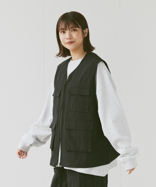 flaner（フラネ）の「Loose military nylon vest/ルーズミリタリー