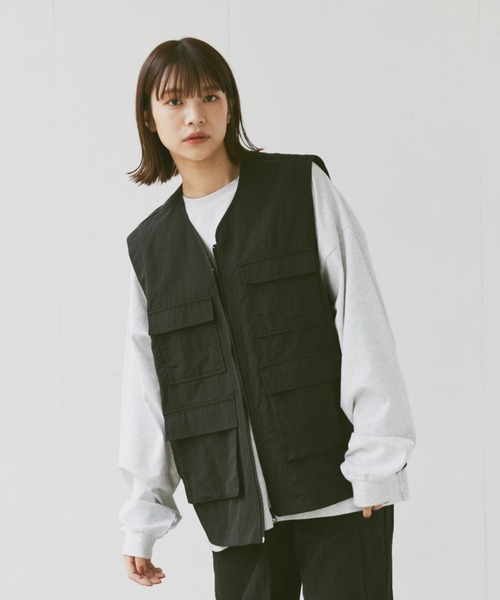 flaner（フラネ）の「Loose military nylon vest/ルーズミリタリー