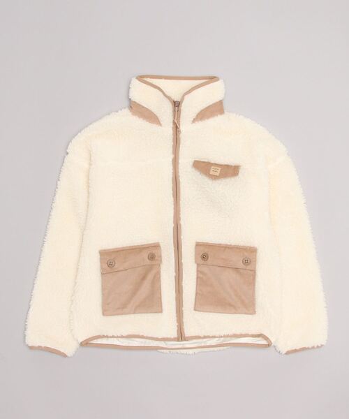 BILLABONG(ビラボン)の「BILLABONG/ビラボン ルーズシルエット/異素材ミックス無地ボアジャケット BC014-752(ムートンコート・レディース・ホワイト・L/M)」の5枚目の写真