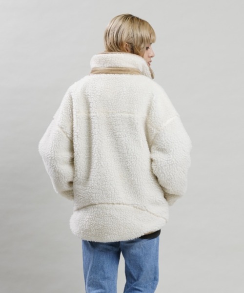 BILLABONG(ビラボン)の「BILLABONG/ビラボン ルーズシルエット/異素材ミックス無地ボアジャケット BC014-752(ムートンコート・レディース・ホワイト・L/M)」の7枚目の写真