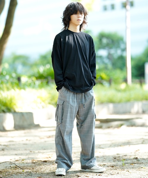 THE MILES（ザ マイルズ）の「AGITATOR アジテーター ビッグTシャツ ルーズＴ BIGTシャツ 無地T 長袖T ロンT（Tシャツ/カットソー・メンズ・ホワイト/ブラック・MEDIUM/LARGE）」の11枚目の写真