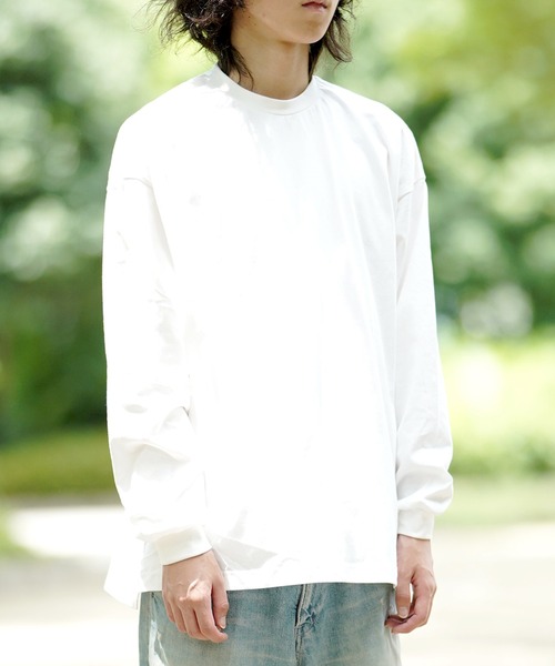 THE MILES（ザ マイルズ）の「AGITATOR アジテーター ビッグTシャツ ルーズＴ BIGTシャツ 無地T 長袖T ロンT（Tシャツ/カットソー・メンズ・ホワイト/ブラック・MEDIUM/LARGE）」の18枚目の写真