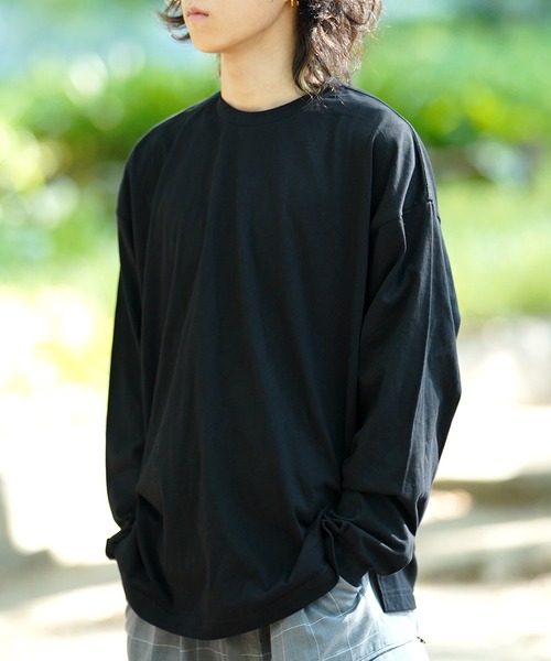 THE MILES（ザ マイルズ）の「AGITATOR アジテーター ビッグTシャツ ルーズＴ BIGTシャツ 無地T 長袖T ロンT（Tシャツ/カットソー・メンズ・ホワイト/ブラック・MEDIUM/LARGE）」の15枚目の写真