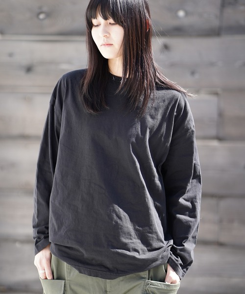 THE MILES（ザ マイルズ）の「AGITATOR アジテーター ビッグTシャツ ルーズＴ BIGTシャツ 無地T 長袖T ロンT（Tシャツ/カットソー・メンズ・ホワイト/ブラック・MEDIUM/LARGE）」の17枚目の写真