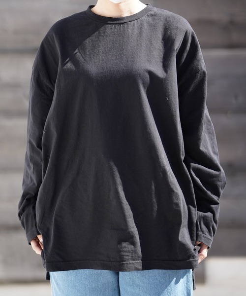 THE MILES（ザ マイルズ）の「AGITATOR アジテーター ビッグTシャツ ルーズＴ BIGTシャツ 無地T 長袖T ロンT（Tシャツ/カットソー・メンズ・ホワイト/ブラック・MEDIUM/LARGE）」の22枚目の写真