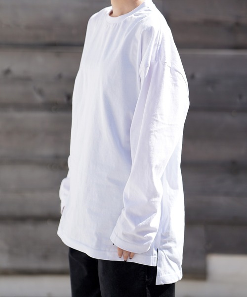 THE MILES（ザ マイルズ）の「AGITATOR アジテーター ビッグTシャツ ルーズＴ BIGTシャツ 無地T 長袖T ロンT（Tシャツ/カットソー・メンズ・ホワイト/ブラック・MEDIUM/LARGE）」の19枚目の写真