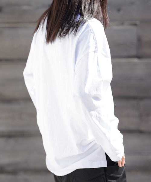 THE MILES（ザ マイルズ）の「AGITATOR アジテーター ビッグTシャツ ルーズＴ BIGTシャツ 無地T 長袖T ロンT（Tシャツ/カットソー・メンズ・ホワイト/ブラック・MEDIUM/LARGE）」の21枚目の写真