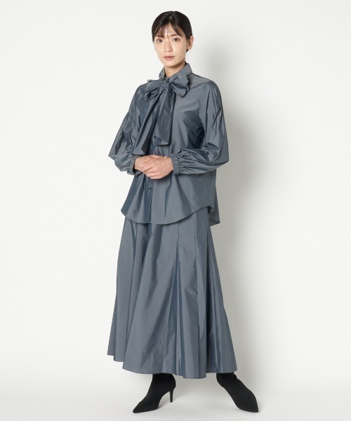 HELIOPOLE（エリオポール）の「CHAMBRAY TYPEWRITER BOW-TIE BL（シャツ/ブラウス・レディース・ピンク/グレー・38）」の8枚目の写真